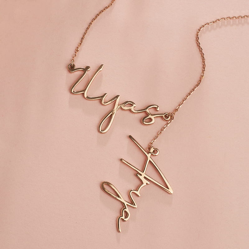 Kişiye Özel İki İsimli Gümüş Kolye