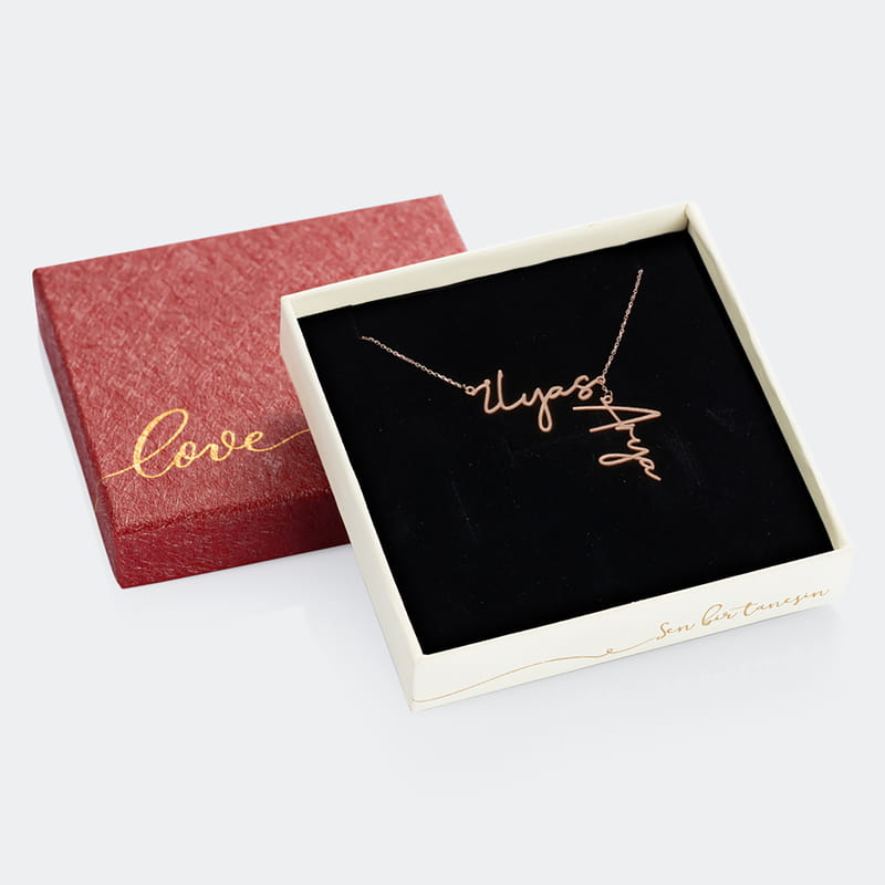 Kişiye Özel İki İsimli Gümüş Kolye