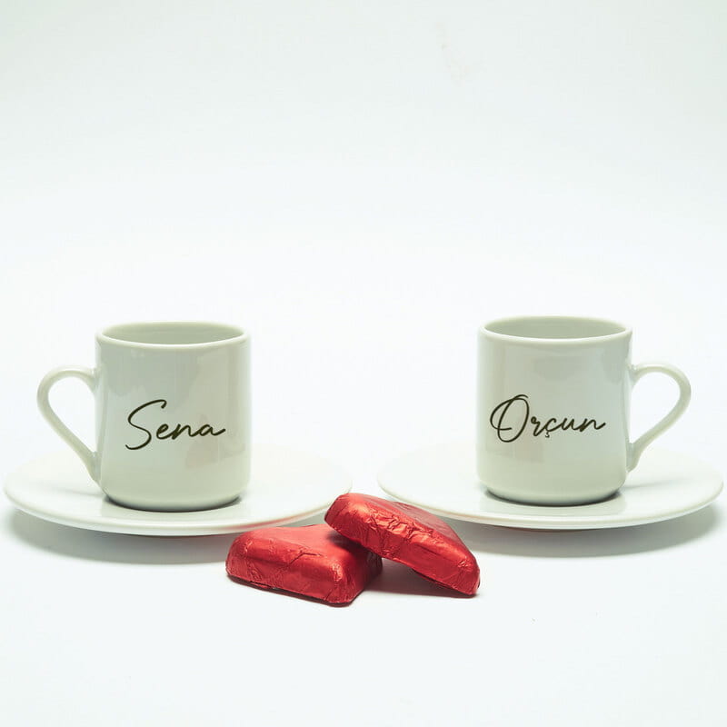 Kişiye Özel İkili Kahve Fincanı Hediye Kutusu