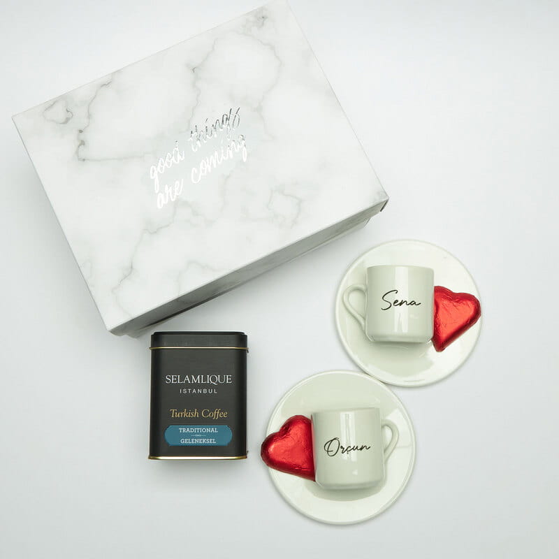 Kişiye Özel İkili Kahve Fincanı Hediye Kutusu