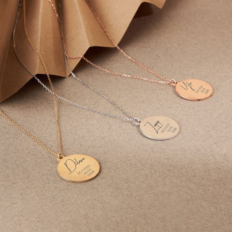 Kişiye Özel Yıldız Haritası Gümüş Kolye