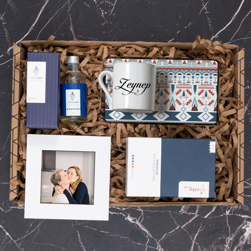 Kolonya Fotoğraf Çerçevesi Kahve Fincanı Çay Hediye Kutusu