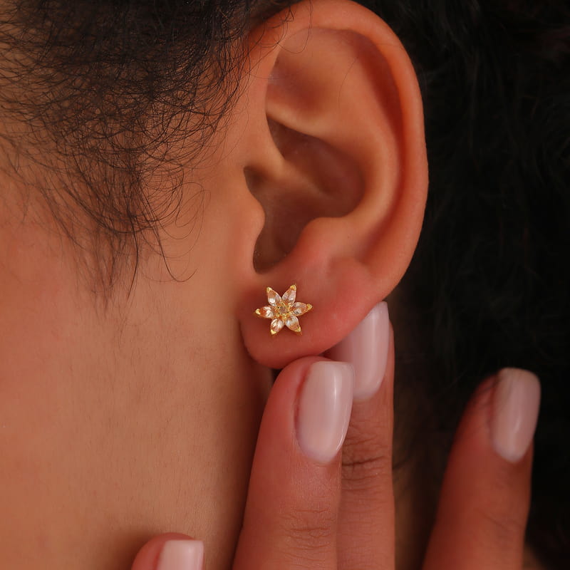 Kristal Lotus Kadın Gümüş Küpe