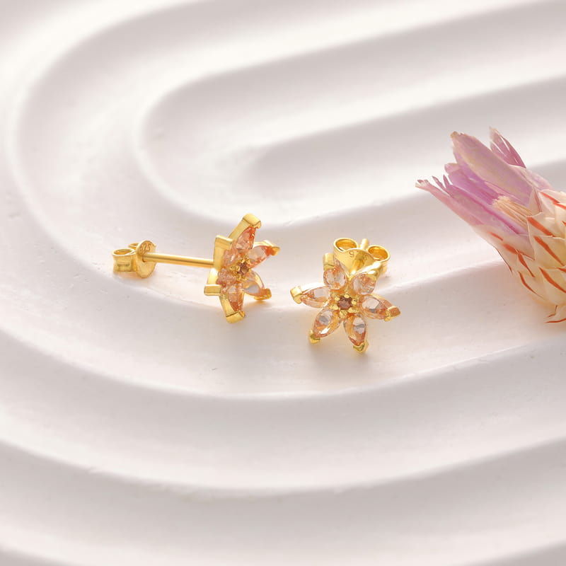 Kristal Lotus Kadın Gümüş Küpe