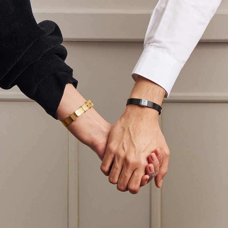 Minimal Kalp Detaylı Kişiye Özel 2'li Hasır Örme Bileklik