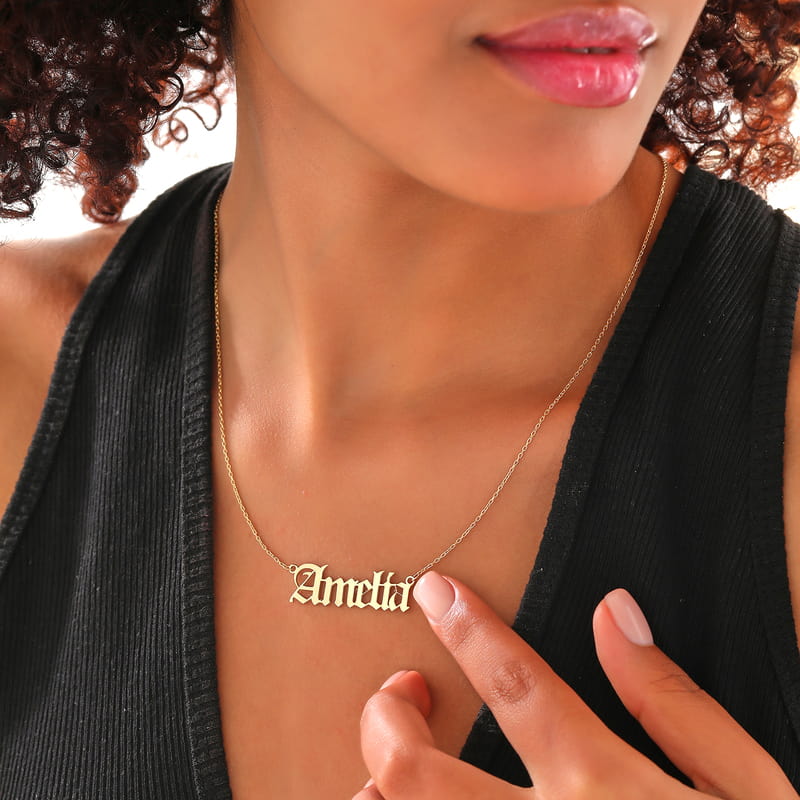 Old School Yazı Stili İsimli Gümüş Kolye