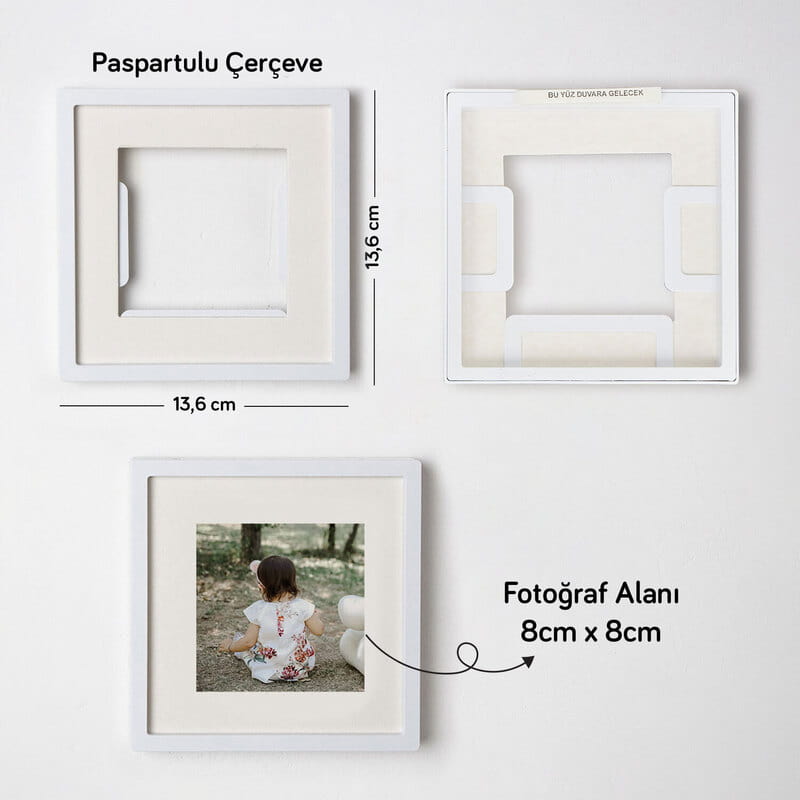 Paspartu Kenarlı Kişiye Özel 4'lü Yapışkan Çerçeve