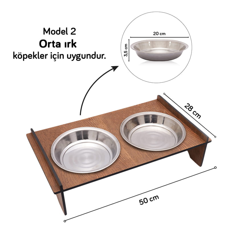 Pati Tasarımlı İsme Özel Ahşap Kedi Mama ve Su Kabı