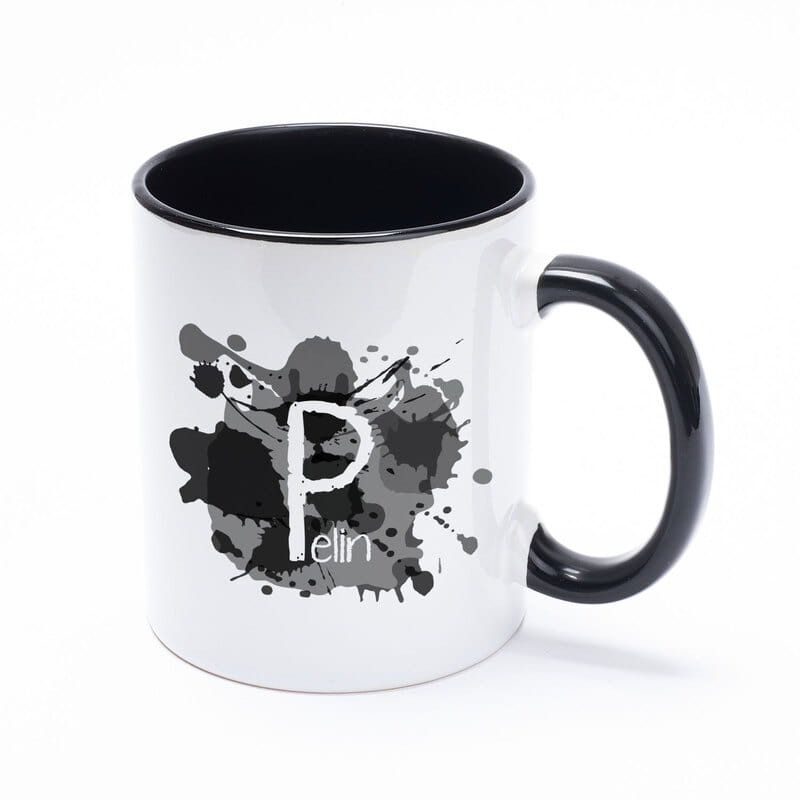 Rengarenk Sulu Boya Efektli İsimli Kahve Kupası