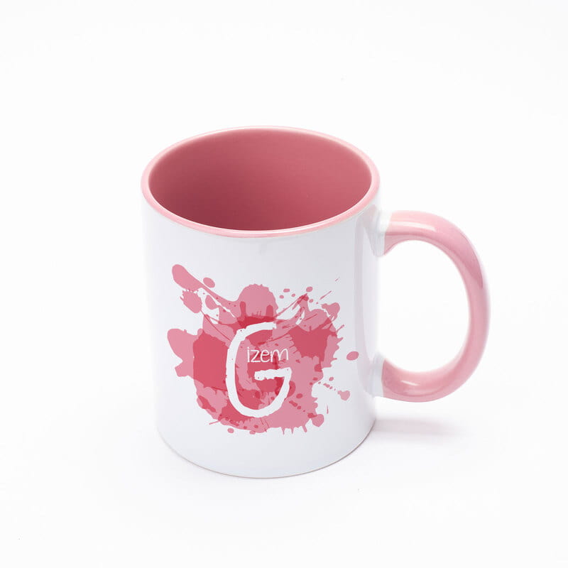 Rengarenk Sulu Boya Efektli İsimli Kahve Kupası