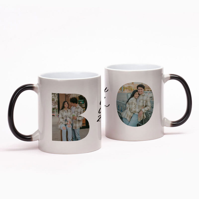 Sevgiliye Hediye Harf Fotoğraflı 2'li Sihirli Kupa Seti