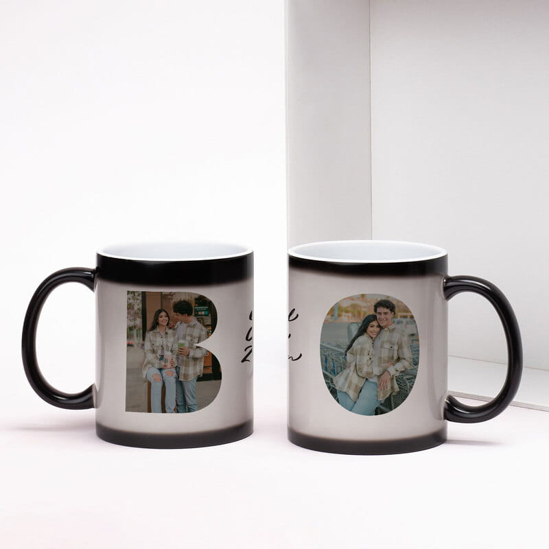 Sevgiliye Hediye Harf Fotoğraflı 2'li Sihirli Kupa Seti