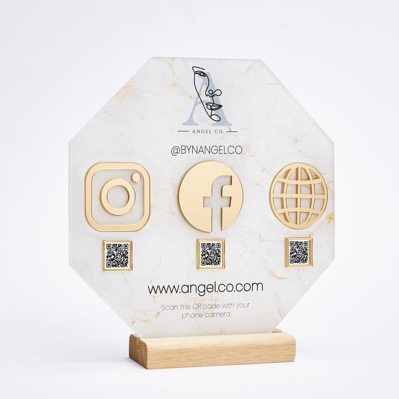 Sosyal Medya İconları Qr Kodlu Kişiye Özel Akrilik Plaket