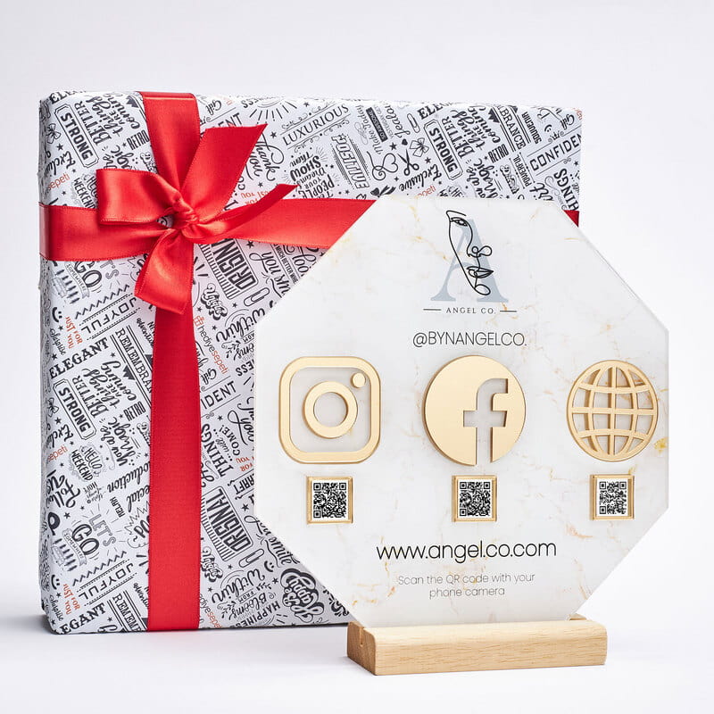 Sosyal Medya İconları Qr Kodlu Kişiye Özel Akrilik Plaket