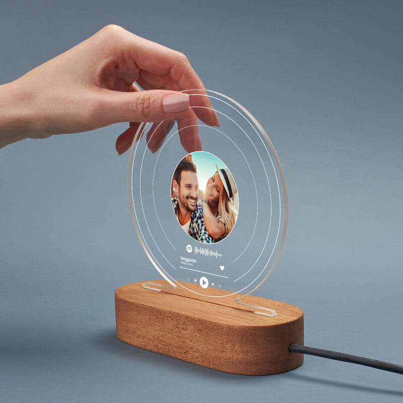 Spotify QR Özelleştirmeli Fotoğraf Baskılı Plak Led Lamba