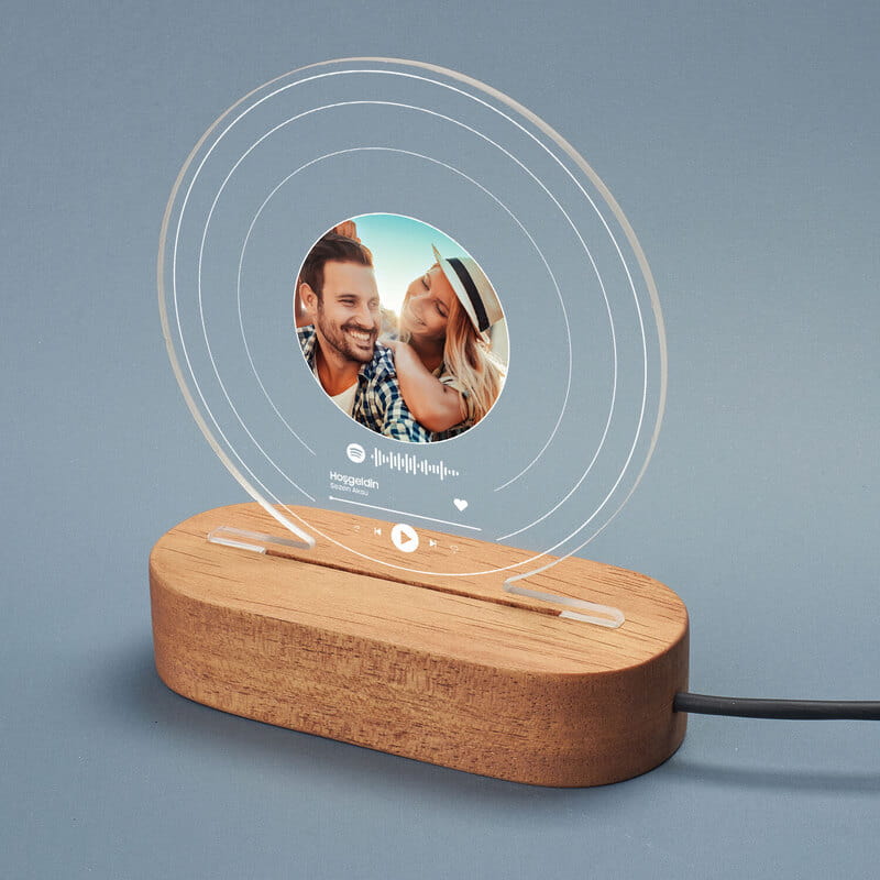 Spotify QR Özelleştirmeli Fotoğraf Baskılı Plak Led Lamba