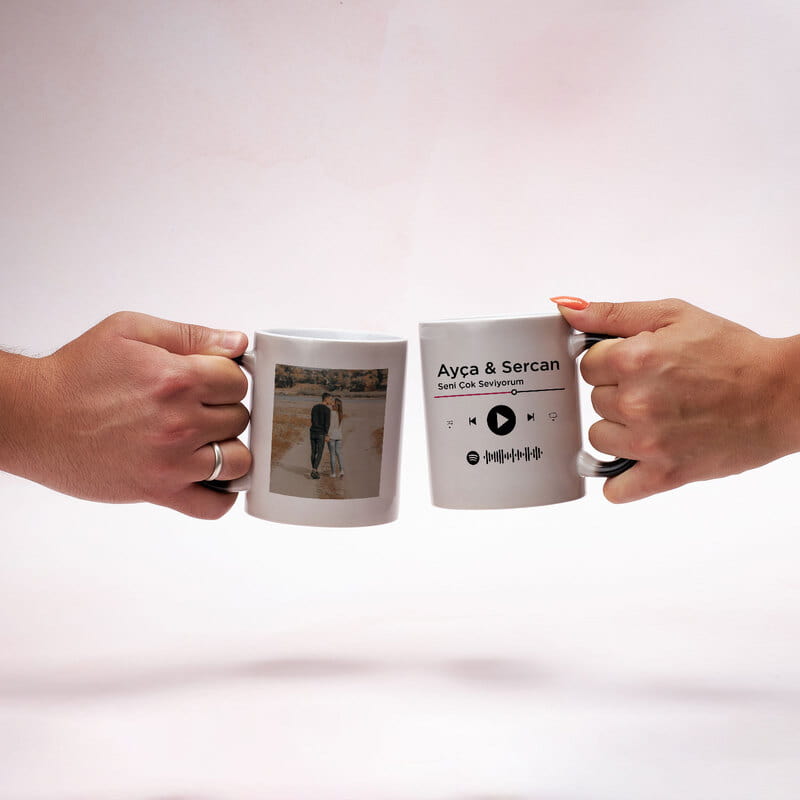 Spotify Tasarımlı 2'li Sihirli Kupa Bardak Seti