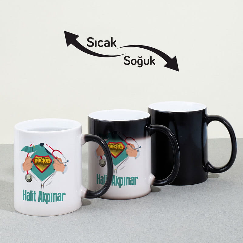 Süper Doktor İsme Özel Renkli Sihirli Kupa