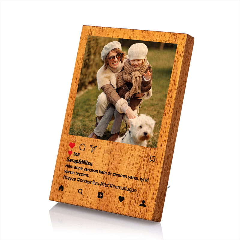 Teyzeye Hediye İnstagram Tasarımlı Kişiye Özel Masif Çerçeve