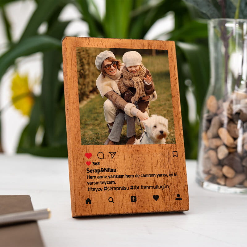 Teyzeye Hediye İnstagram Tasarımlı Kişiye Özel Masif Çerçeve