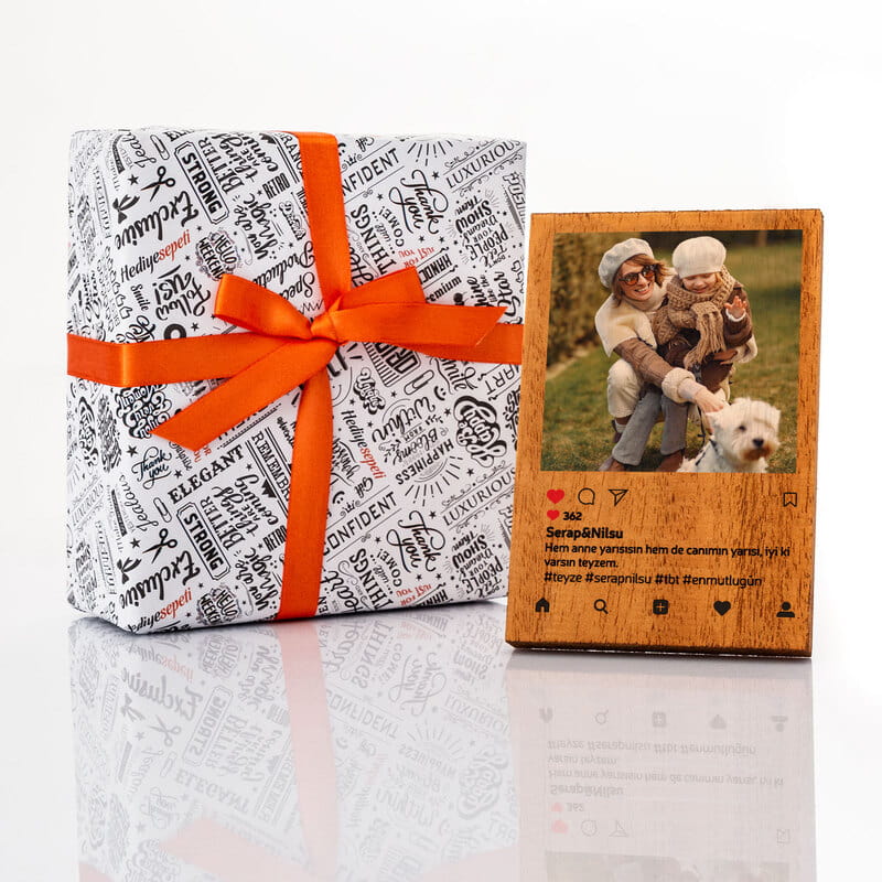 Teyzeye Hediye İnstagram Tasarımlı Kişiye Özel Masif Çerçeve