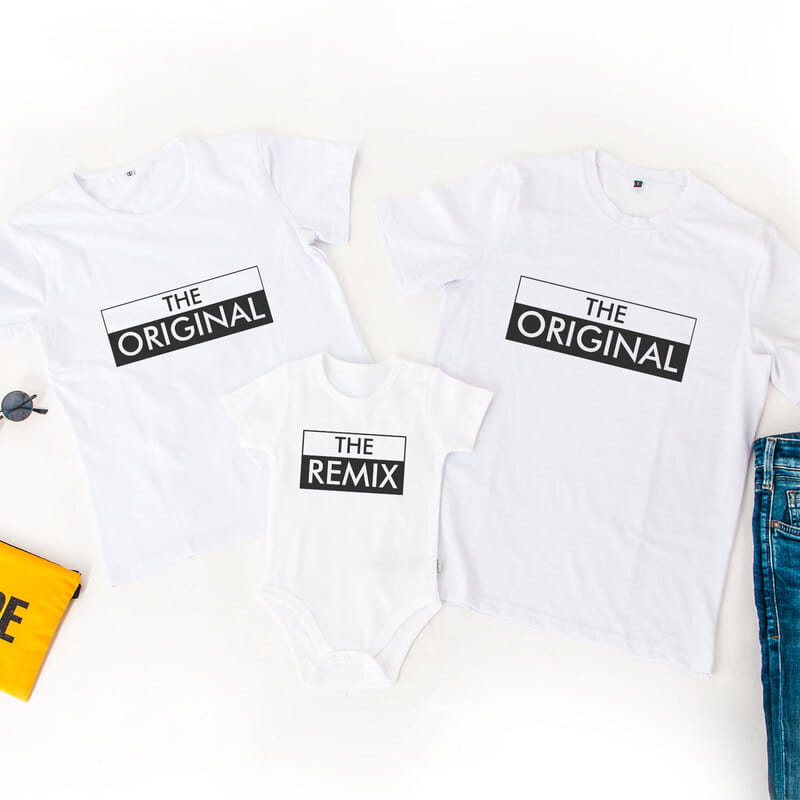 The Original 3'lü Aile Tişört Bebek Body Kombini