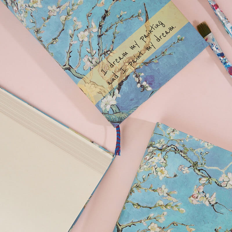 Van Gogh Badem Çiçeği Tasarımlı Kitap Görünümlü Defter