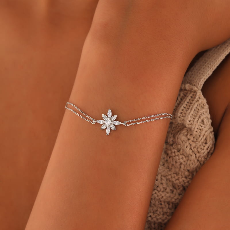 Yaşam Çiçeği Gümüş Kadın Bilekliği