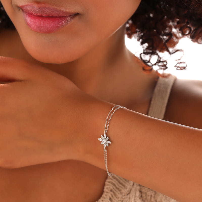 Yaşam Çiçeği Gümüş Kadın Bilekliği