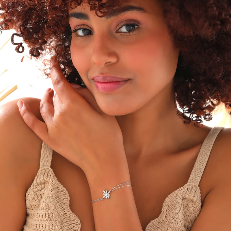 Yaşam Çiçeği Gümüş Kadın Bilekliği