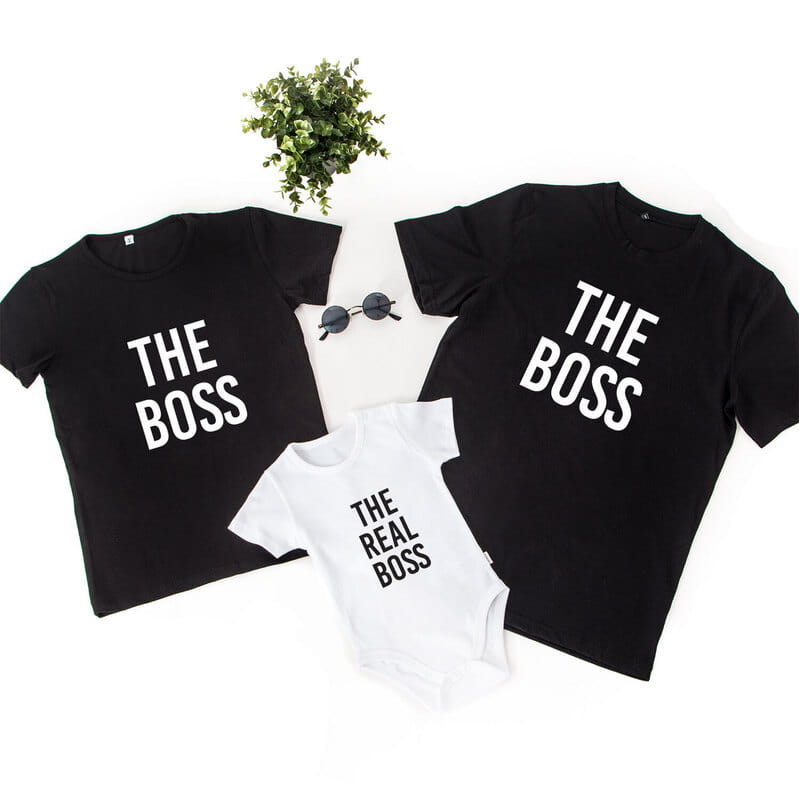 Yeni Anne & Babalara Özel The Boss Baskılı 3'lü Aile Kombini