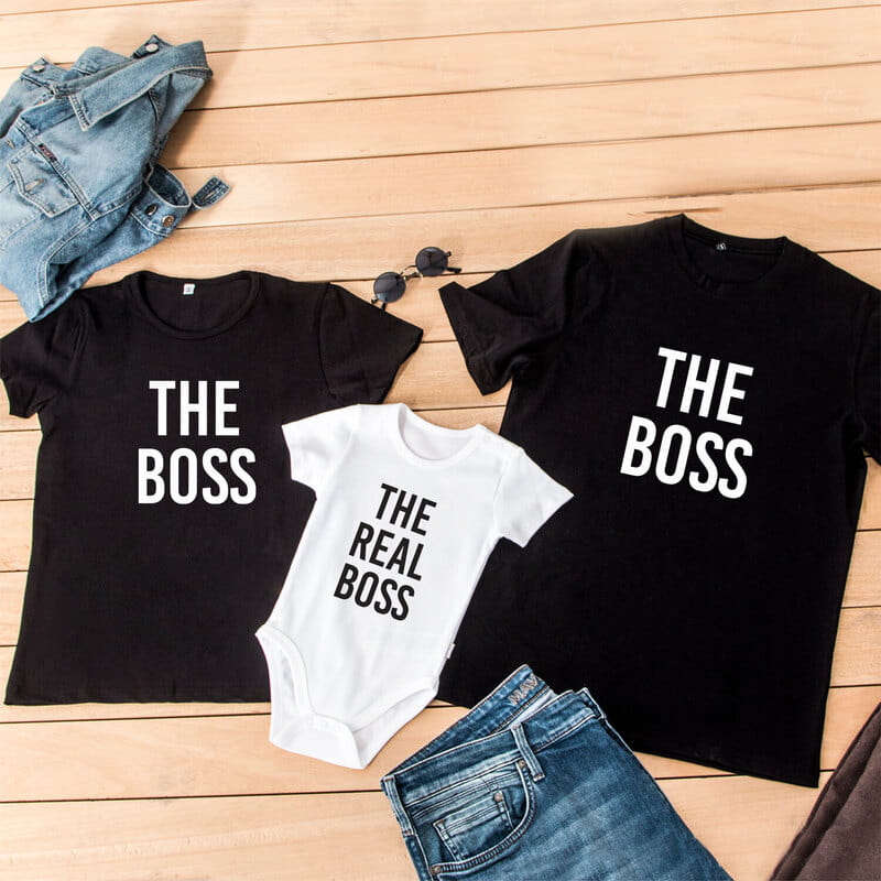 Yeni Anne & Babalara Özel The Boss Baskılı 3'lü Aile Kombini
