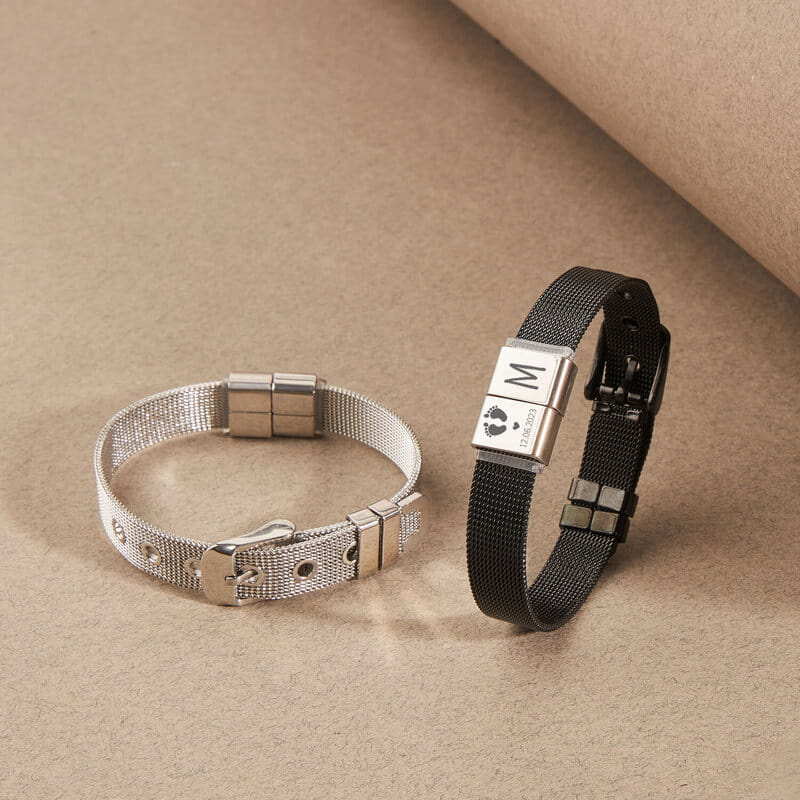 Yeni Babaya Çift Toka Özelleştirmeli Erkek Bileklik