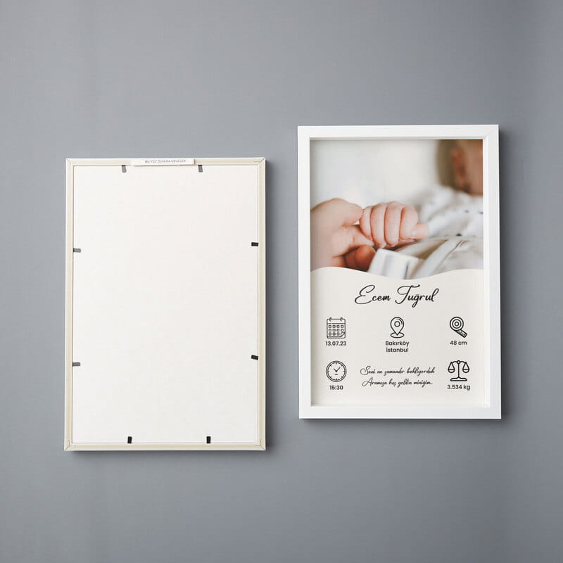Yeni doğan Bebek Bilgileri Yazılı Kişiye Özel Bebek Odası Çerçeve
