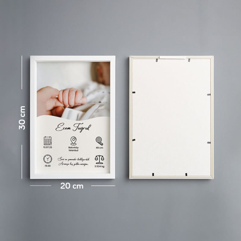 Yeni doğan Bebek Bilgileri Yazılı Kişiye Özel Bebek Odası Çerçeve
