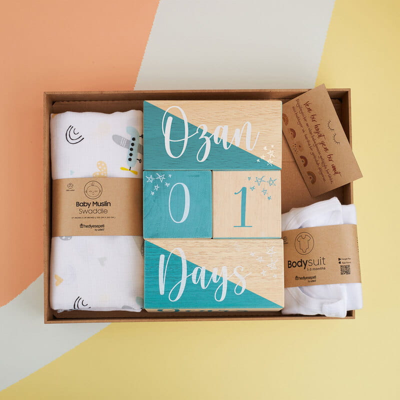 Yeni Doğan Kişiye Özel Erkek Bebek Hediye Kutusu