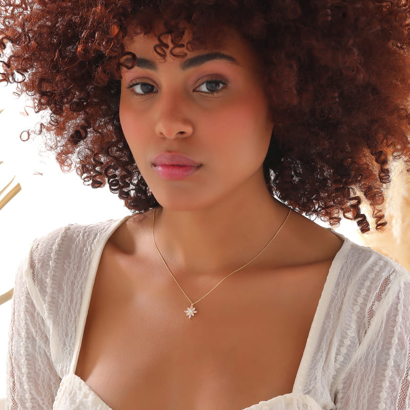 Zirkon Taşlı Yaşam Çiçeği Gümüş Kolye