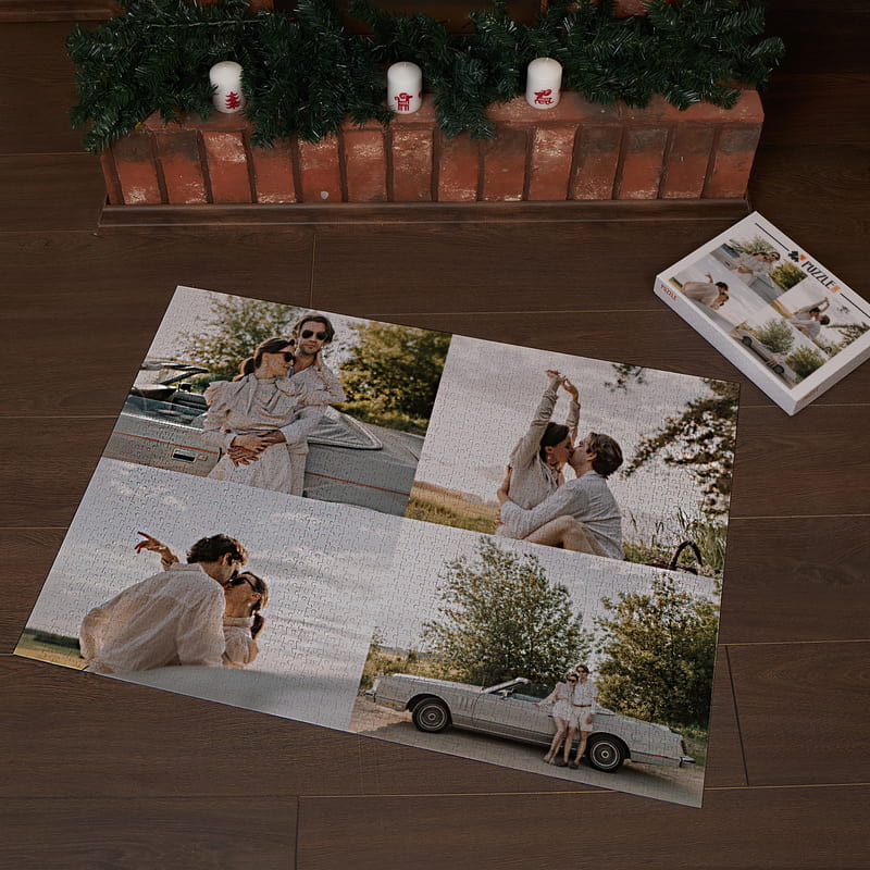 2000 Parça 4'lü Fotoğraf Baskılı Kutulu Kolaj Puzzle