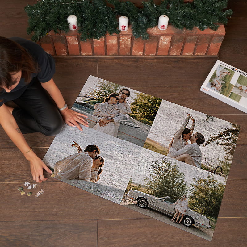 2000 Parça 4'lü Fotoğraf Baskılı Kutulu Kolaj Puzzle