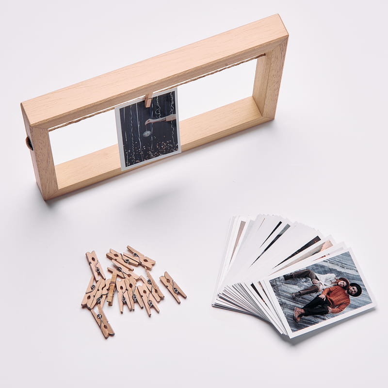 35 Fotoğraflı Masaüstü İp Askılı Ahşap Çerçeve