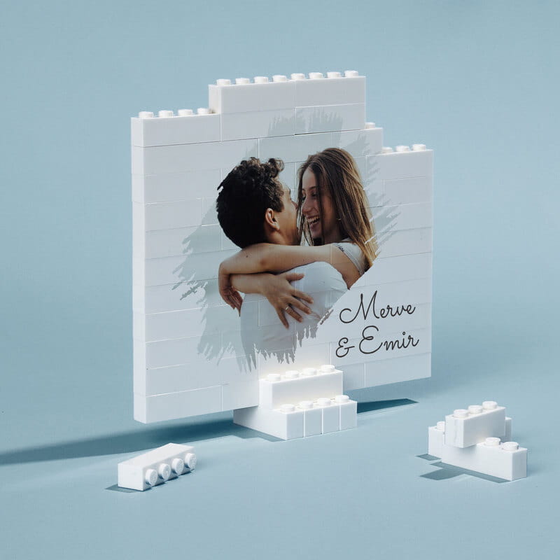 46 Parça Çiftlere Özel İsim ve Fotoğraflı Block Puzzle