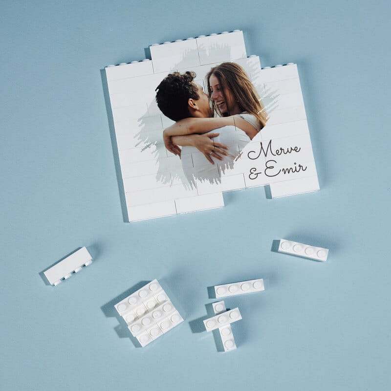 46 Parça Çiftlere Özel İsim ve Fotoğraflı Block Puzzle