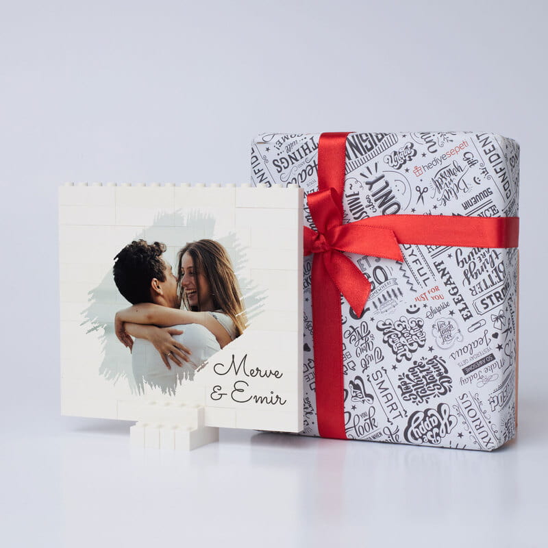 46 Parça Çiftlere Özel İsim ve Fotoğraflı Block Puzzle