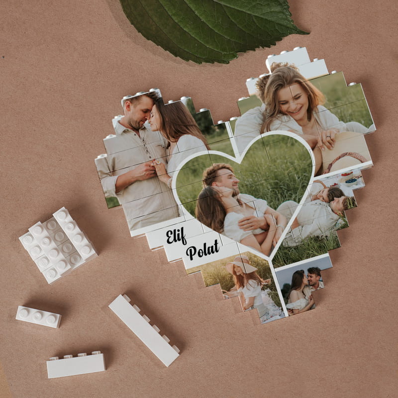 48 Parça Kalp Fotoğraflı Blok Puzzle