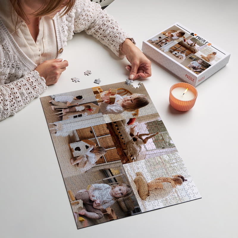 500 Parça Kişiye Özel Kutulu 6'lı Fotoğraf Kolajlı Puzzle