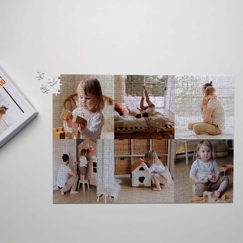 500 Parça Kişiye Özel Kutulu 6'lı Fotoğraf Kolajlı Puzzle