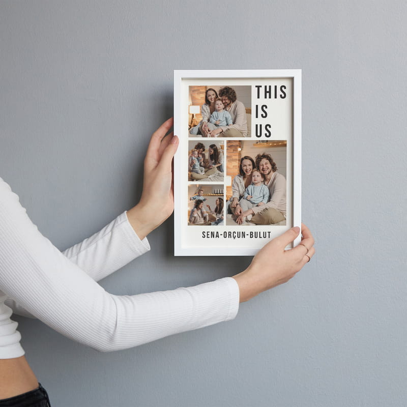 Aile İsim Yazılı Fotoğraflı Çerçeve