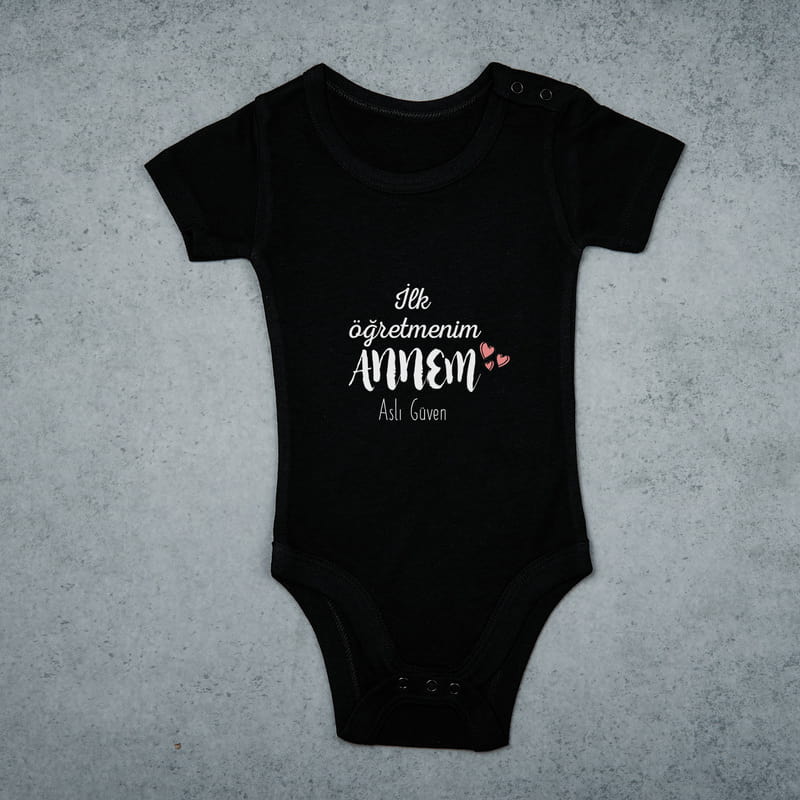 Anneye İlk Öğretmenler Günü Hediyesi Kişiye Özel Tasarım Tişört Body Seti