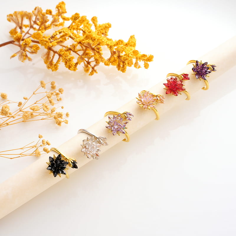 Ayarlanabilir Lotus Çiçeği 925 Ayar Gümüş Yüzük