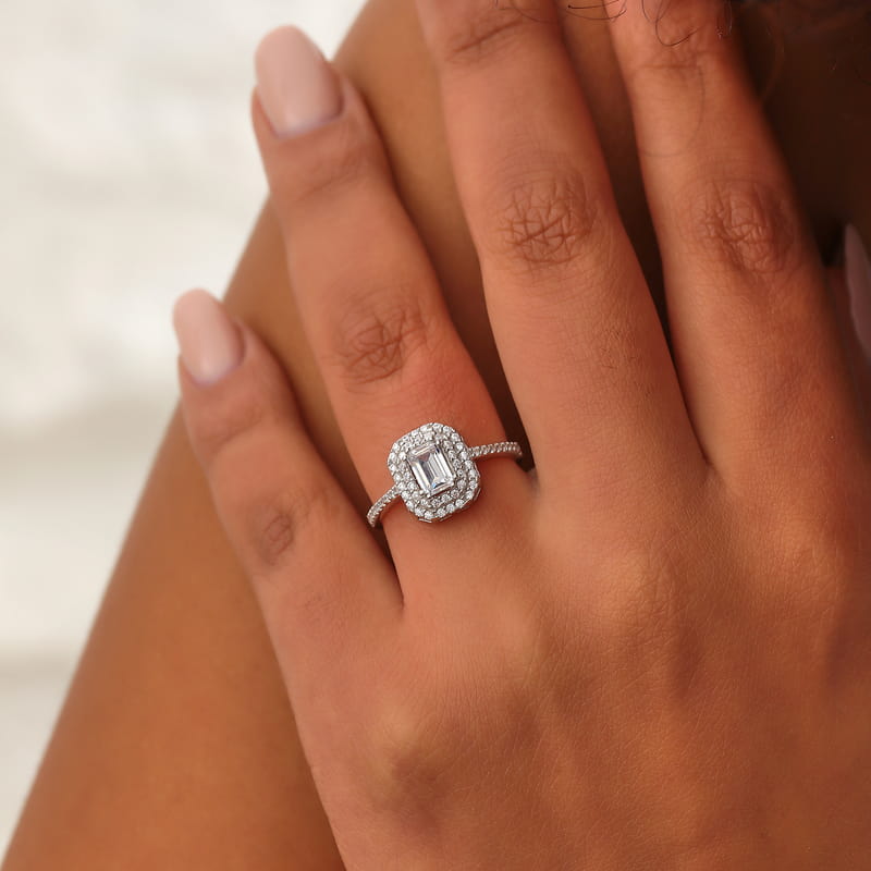 Baget Kesim Zirkon Çift Tur Taşlı Gümüş Takı Seti